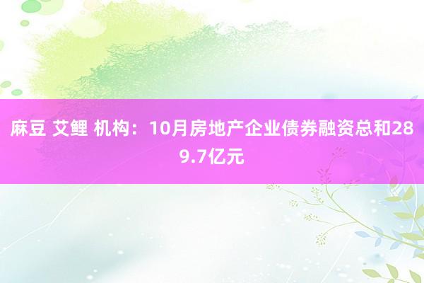 麻豆 艾鲤 机构：10月房地产企业债券融资总和289.7亿元